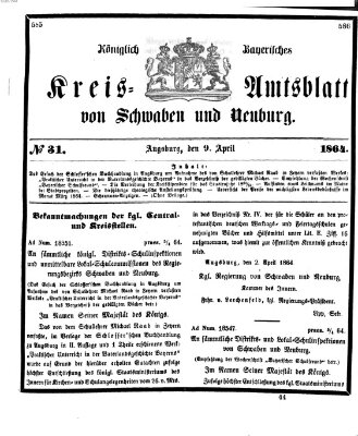 Königlich Bayerisches Kreis-Amtsblatt von Schwaben und Neuburg Samstag 9. April 1864