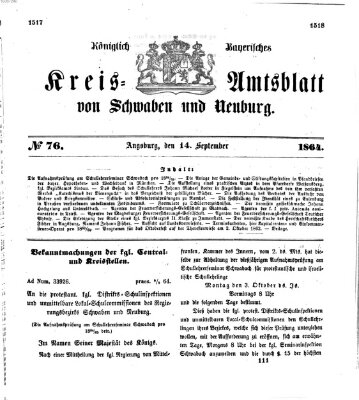 Königlich Bayerisches Kreis-Amtsblatt von Schwaben und Neuburg Mittwoch 14. September 1864