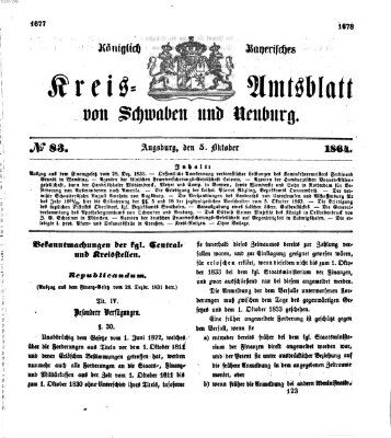 Königlich Bayerisches Kreis-Amtsblatt von Schwaben und Neuburg Mittwoch 5. Oktober 1864