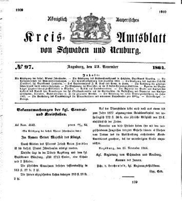 Königlich Bayerisches Kreis-Amtsblatt von Schwaben und Neuburg Mittwoch 23. November 1864