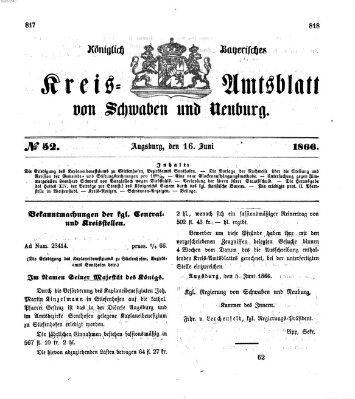 Königlich Bayerisches Kreis-Amtsblatt von Schwaben und Neuburg Samstag 16. Juni 1866