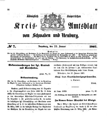 Königlich Bayerisches Kreis-Amtsblatt von Schwaben und Neuburg Mittwoch 23. Januar 1867