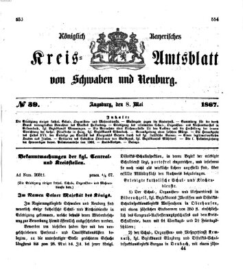 Königlich Bayerisches Kreis-Amtsblatt von Schwaben und Neuburg Mittwoch 8. Mai 1867