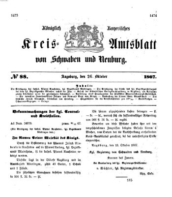 Königlich Bayerisches Kreis-Amtsblatt von Schwaben und Neuburg Samstag 26. Oktober 1867