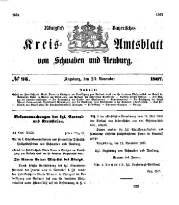 Königlich Bayerisches Kreis-Amtsblatt von Schwaben und Neuburg Mittwoch 20. November 1867
