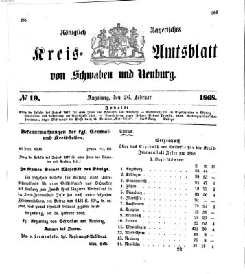 Königlich Bayerisches Kreis-Amtsblatt von Schwaben und Neuburg Mittwoch 26. Februar 1868