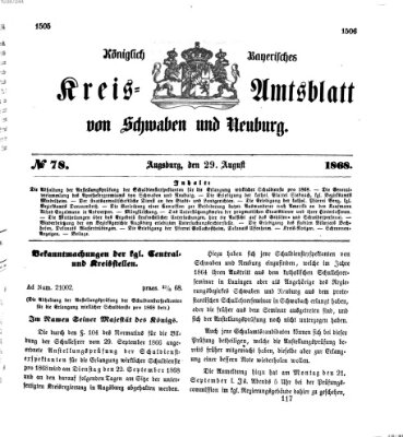 Königlich Bayerisches Kreis-Amtsblatt von Schwaben und Neuburg Samstag 29. August 1868