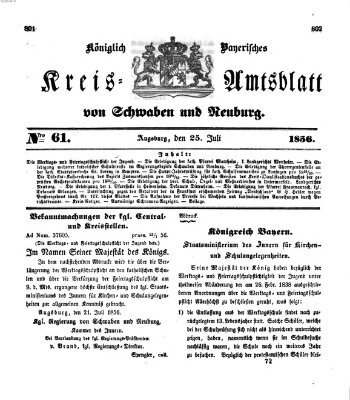 Königlich Bayerisches Kreis-Amtsblatt von Schwaben und Neuburg Freitag 25. Juli 1856