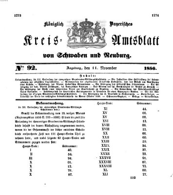 Königlich Bayerisches Kreis-Amtsblatt von Schwaben und Neuburg Dienstag 11. November 1856