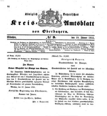 Königlich-bayerisches Kreis-Amtsblatt von Oberbayern (Münchner Intelligenzblatt) Freitag 19. Januar 1855