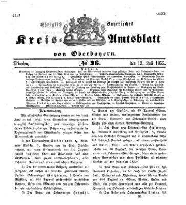 Königlich-bayerisches Kreis-Amtsblatt von Oberbayern (Münchner Intelligenzblatt) Freitag 13. Juli 1855