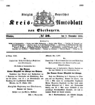 Königlich-bayerisches Kreis-Amtsblatt von Oberbayern (Münchner Intelligenzblatt) Freitag 9. November 1855