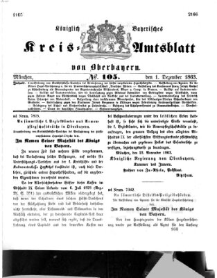 Königlich-bayerisches Kreis-Amtsblatt von Oberbayern (Münchner Intelligenzblatt) Dienstag 1. Dezember 1863