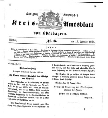 Königlich-bayerisches Kreis-Amtsblatt von Oberbayern (Münchner Intelligenzblatt) Dienstag 19. Januar 1864