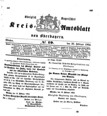 Königlich-bayerisches Kreis-Amtsblatt von Oberbayern (Münchner Intelligenzblatt) Freitag 26. Februar 1864