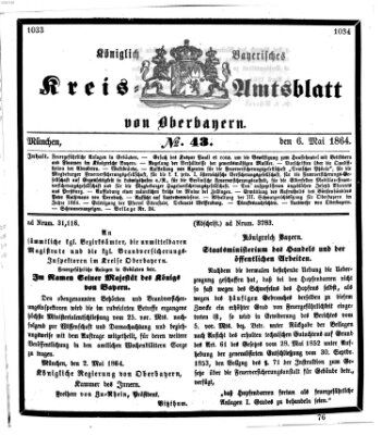 Königlich-bayerisches Kreis-Amtsblatt von Oberbayern (Münchner Intelligenzblatt) Freitag 6. Mai 1864