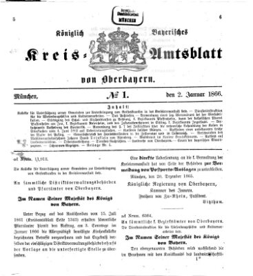 Königlich-bayerisches Kreis-Amtsblatt von Oberbayern (Münchner Intelligenzblatt) Dienstag 2. Januar 1866