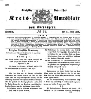 Königlich-bayerisches Kreis-Amtsblatt von Oberbayern (Münchner Intelligenzblatt) Dienstag 31. Juli 1866