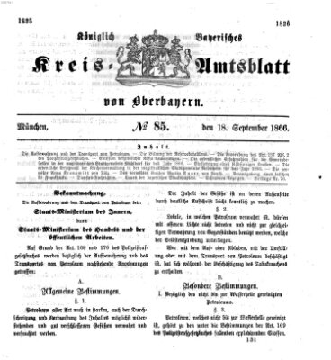 Königlich-bayerisches Kreis-Amtsblatt von Oberbayern (Münchner Intelligenzblatt) Dienstag 18. September 1866