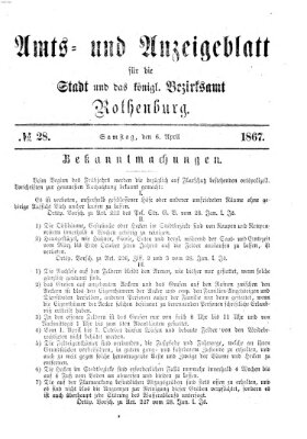 Amts- und Anzeigenblatt für die Stadt und das Königl. Bezirksamt Rothenburg Samstag 6. April 1867