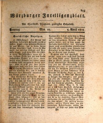 Würzburger Intelligenzblatt Freitag 5. April 1805