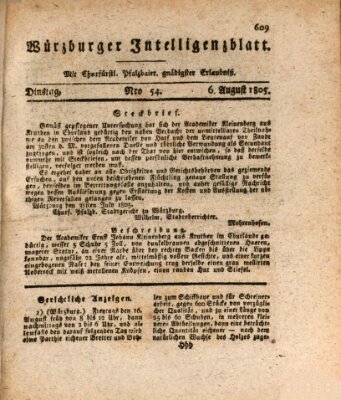 Würzburger Intelligenzblatt Dienstag 6. August 1805