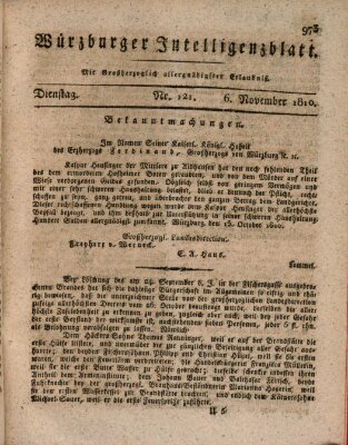 Würzburger Intelligenzblatt Dienstag 6. November 1810