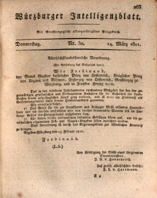 Würzburger Intelligenzblatt Donnerstag 14. März 1811