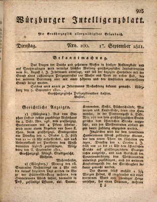 Würzburger Intelligenzblatt Dienstag 17. September 1811