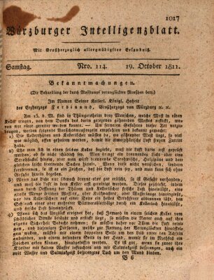 Würzburger Intelligenzblatt Samstag 19. Oktober 1811