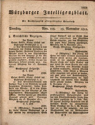 Würzburger Intelligenzblatt Dienstag 19. November 1811