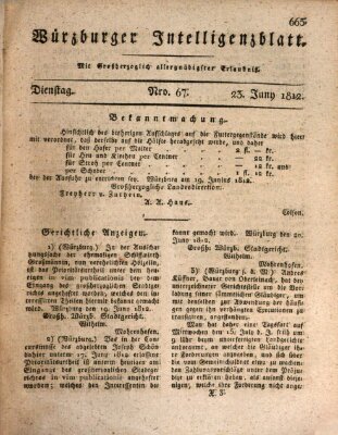 Würzburger Intelligenzblatt Dienstag 23. Juni 1812