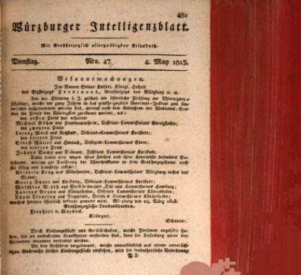 Würzburger Intelligenzblatt Dienstag 4. Mai 1813