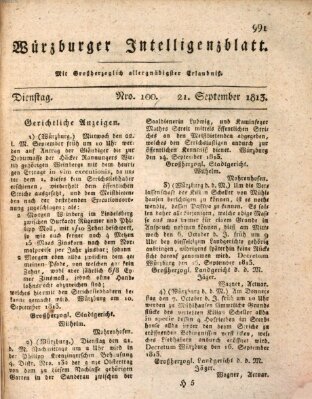 Würzburger Intelligenzblatt Dienstag 21. September 1813