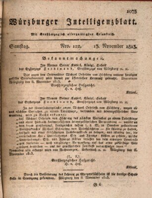 Würzburger Intelligenzblatt Samstag 13. November 1813