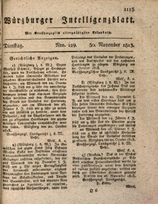 Würzburger Intelligenzblatt Dienstag 30. November 1813