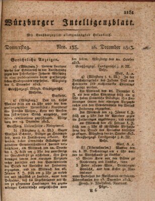 Würzburger Intelligenzblatt Donnerstag 16. Dezember 1813