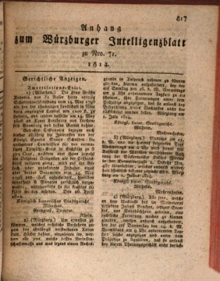 Würzburger Intelligenzblatt Dienstag 12. Juli 1814
