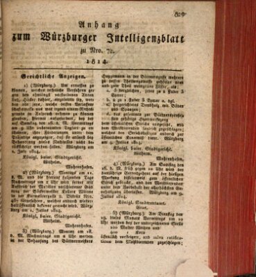 Würzburger Intelligenzblatt Donnerstag 14. Juli 1814