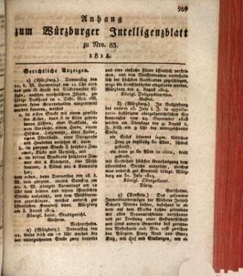Würzburger Intelligenzblatt Dienstag 9. August 1814