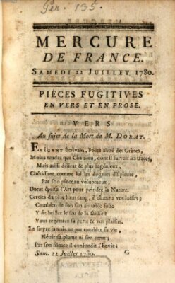 Mercure de France Samstag 22. Juli 1780