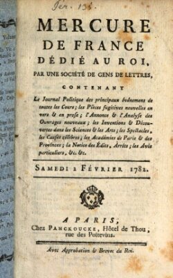 Mercure de France Samstag 2. Februar 1782