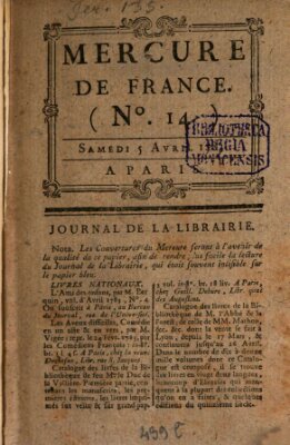 Mercure de France Samstag 5. April 1783