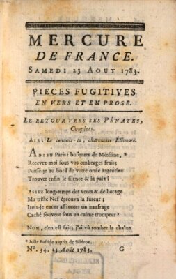 Mercure de France Samstag 23. August 1783