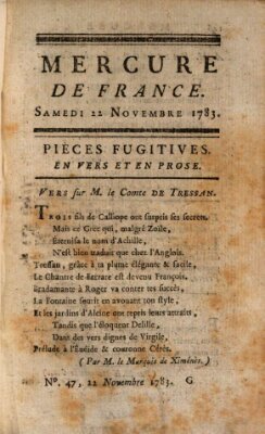 Mercure de France Samstag 22. November 1783