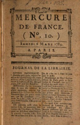 Mercure de France Samstag 6. März 1784