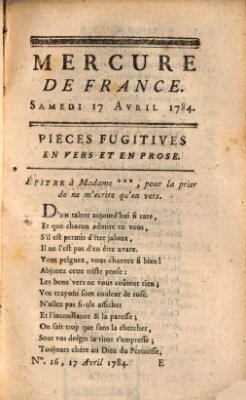 Mercure de France Samstag 17. April 1784
