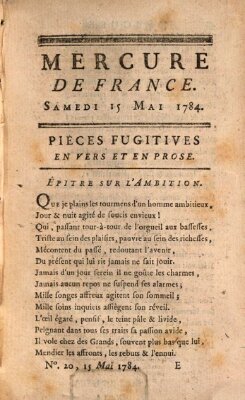 Mercure de France Samstag 15. Mai 1784