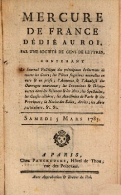 Mercure de France Samstag 5. März 1785