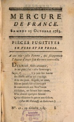 Mercure de France Samstag 15. Oktober 1785